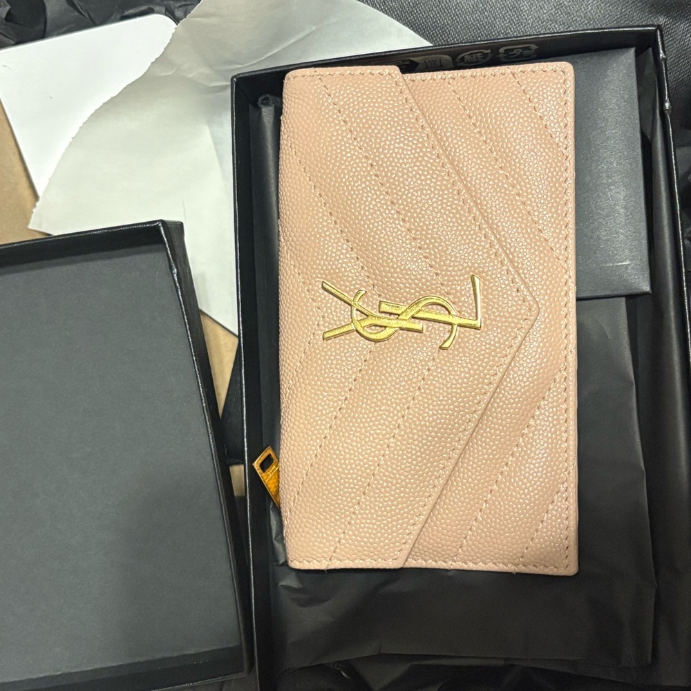 Yves Saint Laurent Pink and Gold Key Card Holder